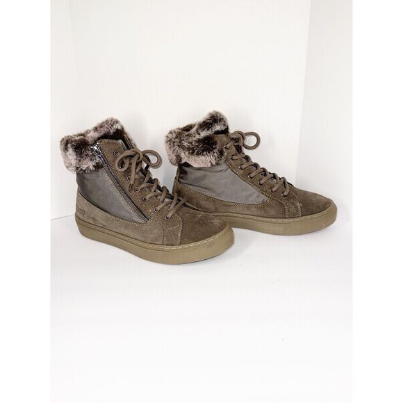Cougar Dubliner Winter Platform Sneaker Boot Faux Fur Suede Taupe Zip Lace 37/7 - Picture 6 of 16